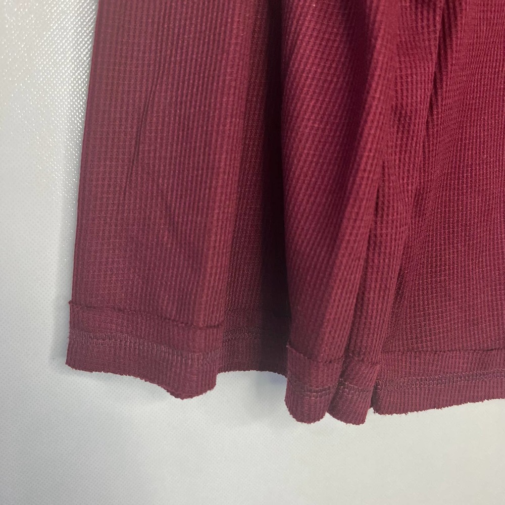 baea Women's Large Split Neck Bell Sleeve Waffle Knit Top Red - Sz L - Picture 3 of 7